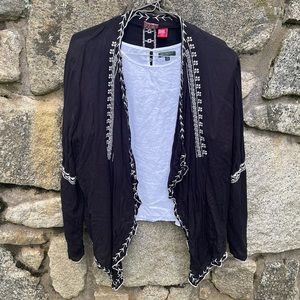 Red Ranch Black and White Thin Cotton Embroidered Sweater